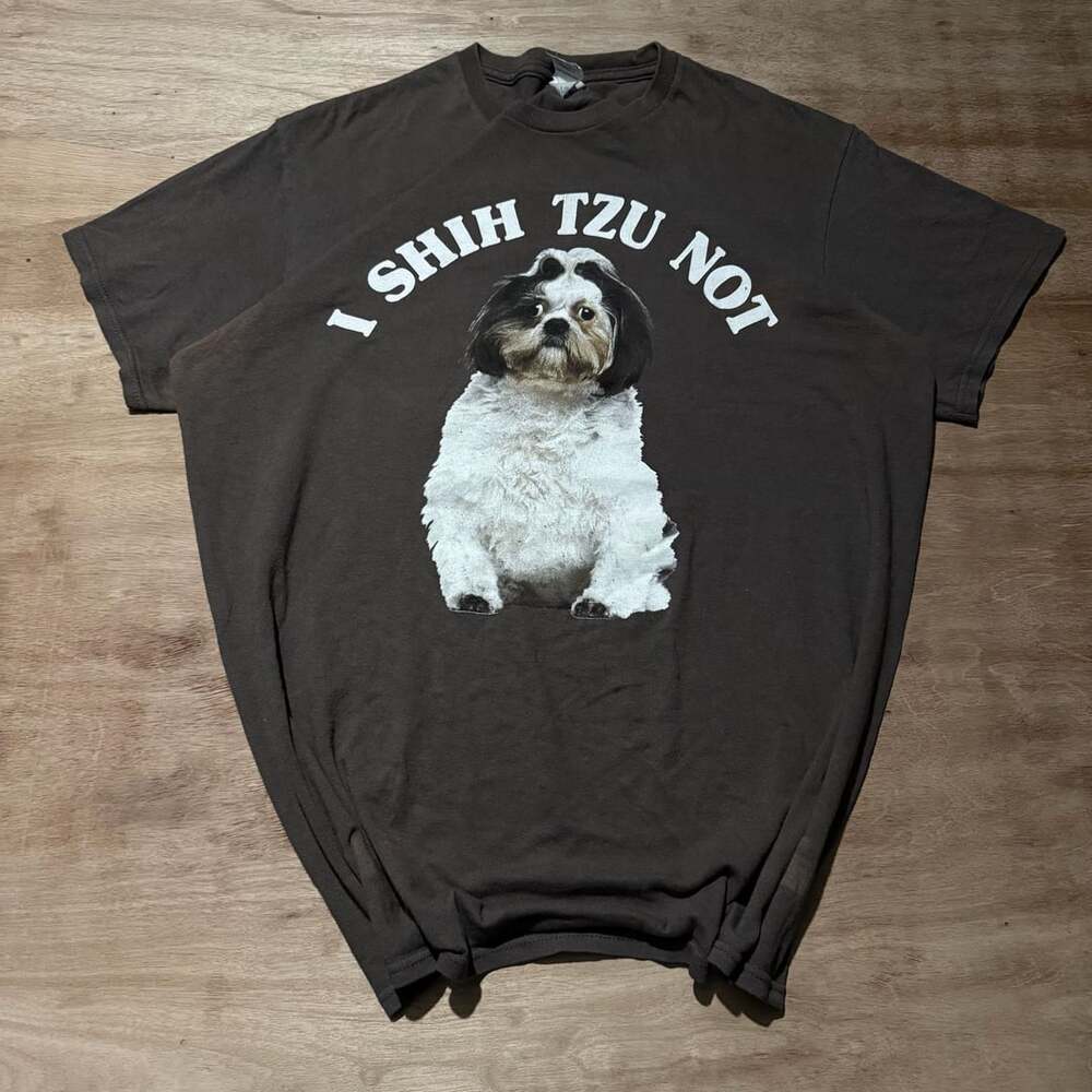 Shih Tzu I Shih Tzu Not Dog Graphic T-Shirt Brown Medium